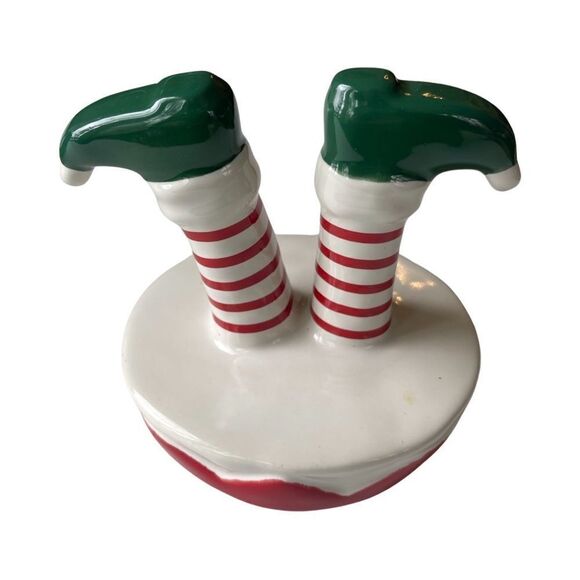 Rae Dunn Christmas SANTA'S ELF Mug with Figural Topper Lid Green Ceramic NIP - Picture 9 of 13